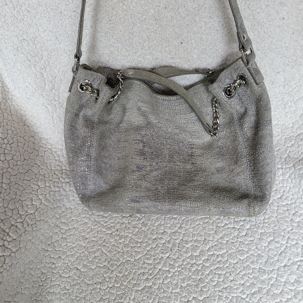 Michael MK gray snake print suede hobo bag